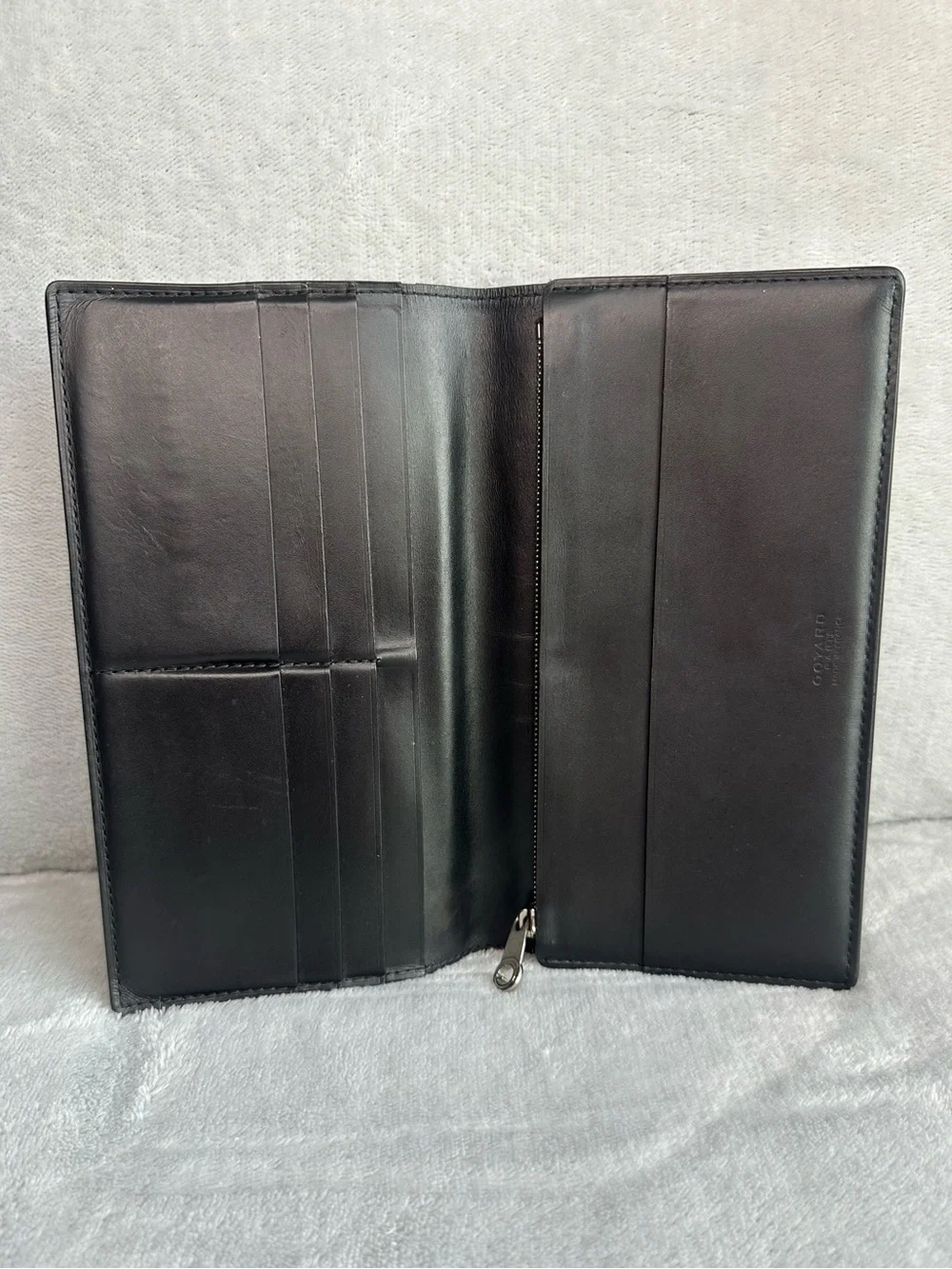 Goyard Black Goyardine Long Bifold Wallet Yellow Interior Made in France COA